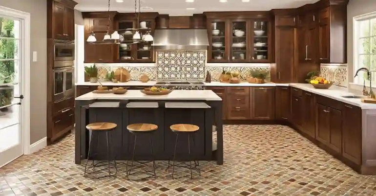 Jubin Gabungan Warna Tanah dan Kayu