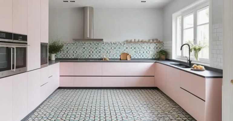 Jubin Warna Pastel dengan Corak Minimalis